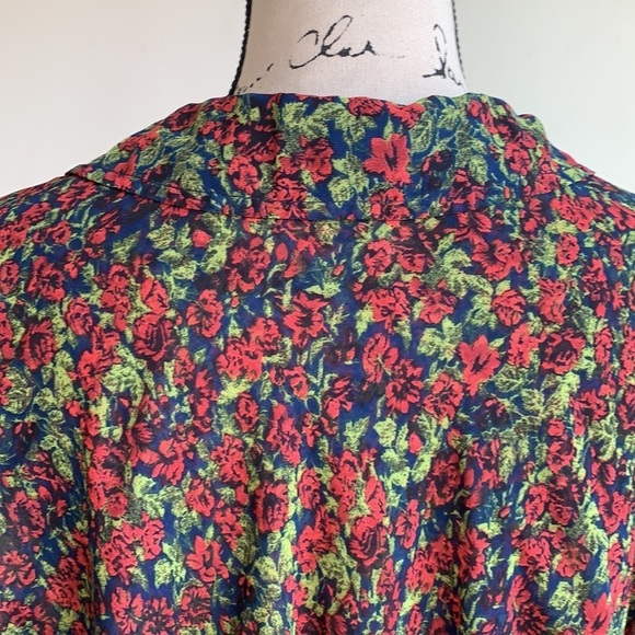 Free People Floral Button Down High Low Blouse - Picture 10 of 13